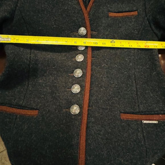 Vtg Geiger blazer  Sz 36 Black V Neck Boiled Wool Buttons Austria - Picture 5 of 8